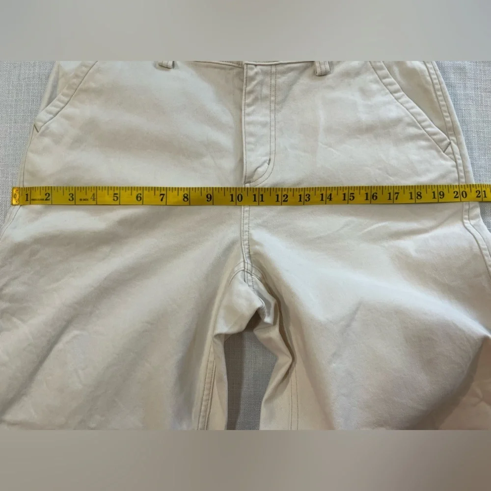 Duluth Trending Co Womens Ivory Wide Leg Baggy Cargo Pants Thick Cotton Sz 8